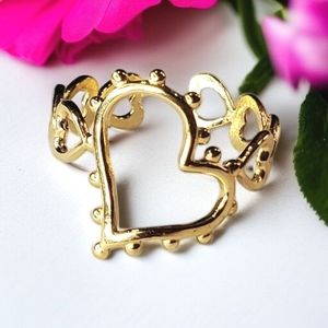 Modernist 18k Gold Plated Cut Out Heart Ring
